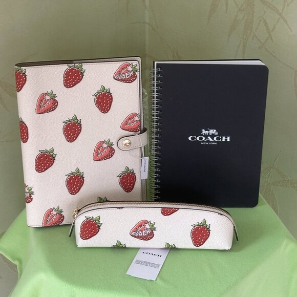 COACH NOTEBOOK + PENCIL CASE STRAWBERRY PRINT (SET):NWT STRAWBERRIES CAO44/CAP08 - Picture 16 of 16